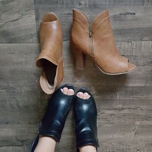 Two pairs of open-toed booties